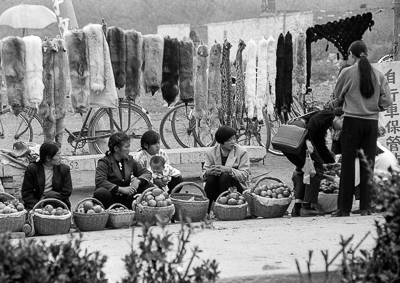 Fourrures, épices et productions locales se mêlent dans un marché très fréquenté.