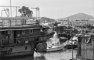 Maisons flottantes, bateaux de pêche et antennes occupent chaque recoin du port.