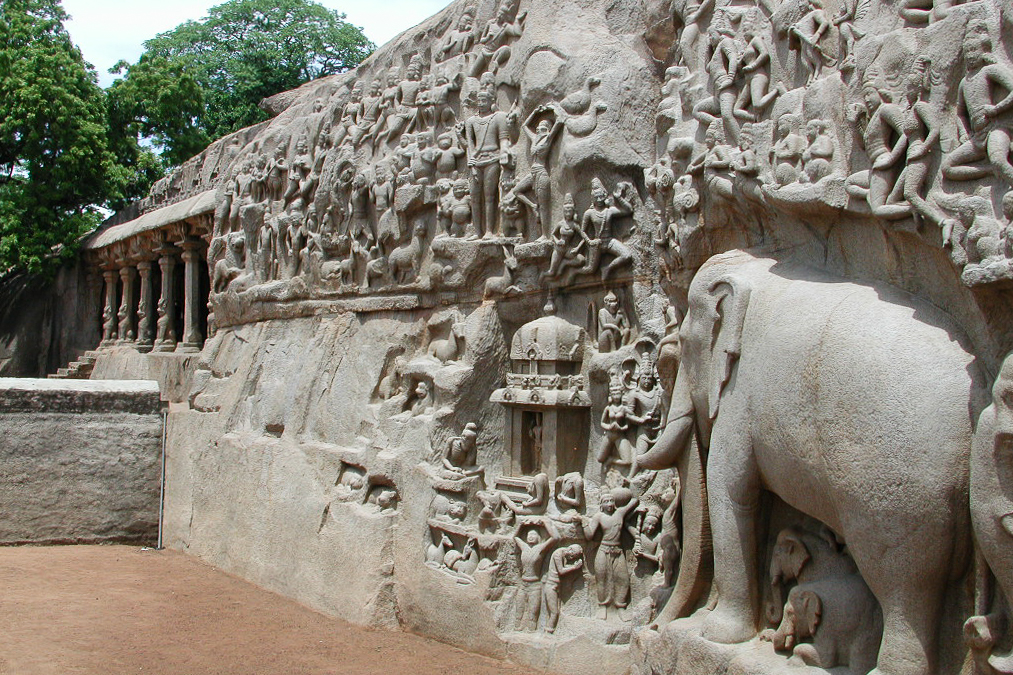 La Descente du Gange sculptée dans une immense paroi de granit.